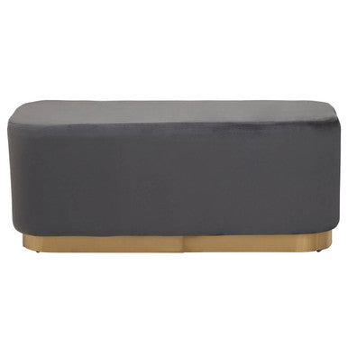 Grey Velvet Bench with Matte Gold Base | Hartford