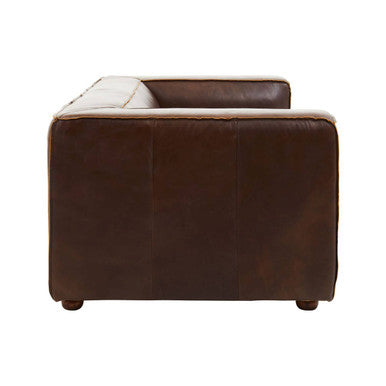2 Seater Antique Brown Leather Sofa | King