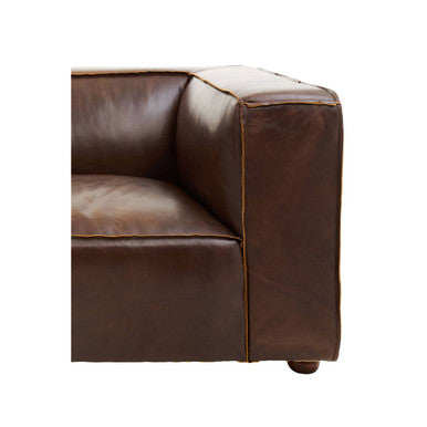 2 Seater Antique Brown Leather Sofa | King