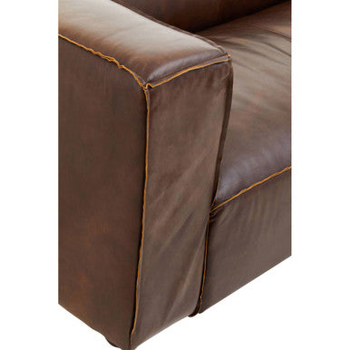 2 Seater Antique Brown Leather Sofa | King