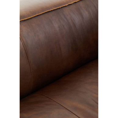 2 Seater Antique Brown Leather Sofa | King