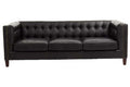 3 Seater Modern Chesterfield Black Leather Sofa | King