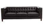 3 Seater Modern Chesterfield Black Leather Sofa | King