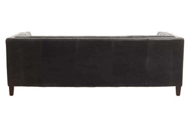 3 Seater Modern Chesterfield Black Leather Sofa | King