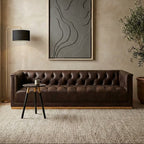 3 Seater Modern Chesterfield Dark Brown Leather Sofa | King