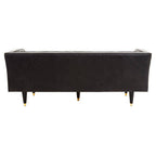 3 Seater Black Leather Sofa with Flared Arms | King