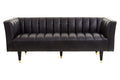 3 Seater Black Leather Sofa with Flared Arms | King