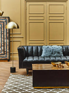 3 Seater Black Leather Sofa with Flared Arms | King