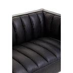 3 Seater Black Leather Sofa with Flared Arms | King