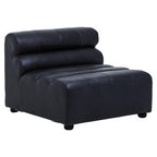 Armless Antique Black Leather Modular Sofa Chair | King