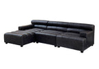 Armless Antique Black Leather Modular Sofa Chair | King