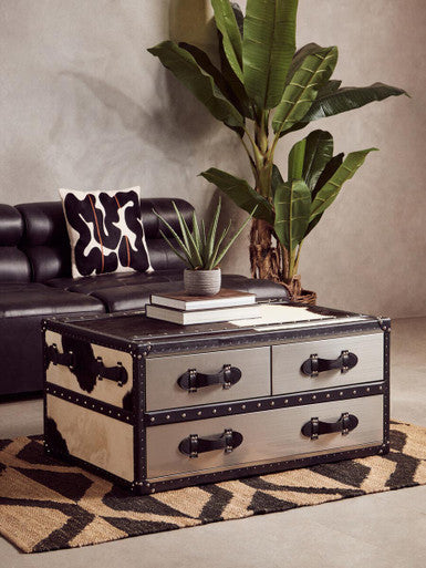 Armless Antique Black Leather Modular Sofa Chair | King