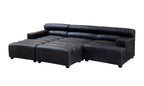 Antique Black Left Arm Leather Modular Chaise Sofa | King