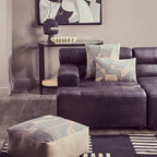 Antique Black Left Arm Leather Modular Chaise Sofa | King