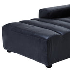 Antique Black Left Arm Leather Modular Chaise Sofa | King