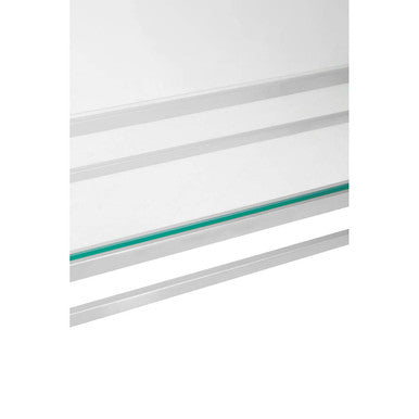 Geometric Silver Finish Stainless Steel Console Table with Tempered Glass Top | Allure