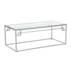 Silver Geometric Rectangular Coffee Table with Tempered Glass Top | Allure