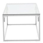 Silver Geometric Rectangular Coffee Table with Tempered Glass Top | Allure