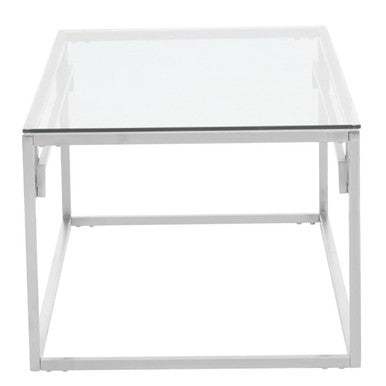 Silver Geometric Rectangular Coffee Table with Tempered Glass Top | Allure