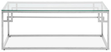Silver Geometric Rectangular Coffee Table with Tempered Glass Top | Allure