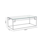Silver Geometric Rectangular Coffee Table with Tempered Glass Top | Allure