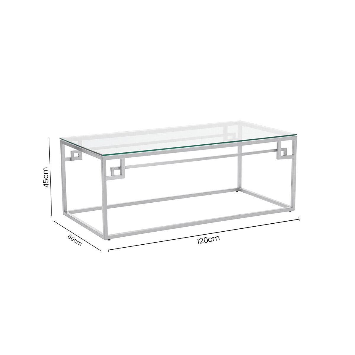 Silver Geometric Rectangular Coffee Table with Tempered Glass Top | Allure