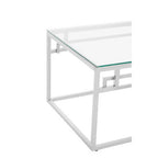 Silver Geometric Rectangular Coffee Table with Tempered Glass Top | Allure