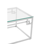Silver Geometric Rectangular Coffee Table with Tempered Glass Top | Allure