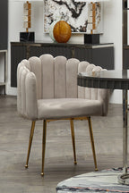 Mink Velvet Scalloped Dining Chair | Bari