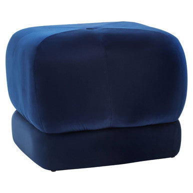 Midnight Blue Velvet Square Stool | Kaia