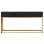 Balck Oak Wood Console Table with Sleek Brushed Gold Frame | Siena