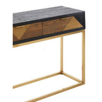 Balck Oak Wood Console Table with Sleek Brushed Gold Frame | Siena