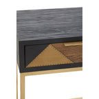 Balck Oak Wood Console Table with Sleek Brushed Gold Frame | Siena