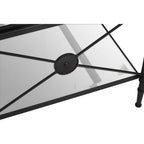 Black Finish Metal Frame Coffee Table with Two-Tier Glass Shelves and X-Shaped Sides Design, Axis