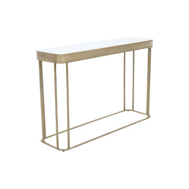 Gold Metal Console Table with Mirrored Top and Decorative Textured Edge, Ella