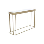 Gold Metal Console Table with Mirrored Top and Decorative Textured Edge, Ella