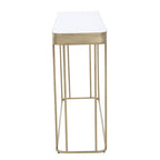Gold Metal Console Table with Mirrored Top and Decorative Textured Edge, Ella