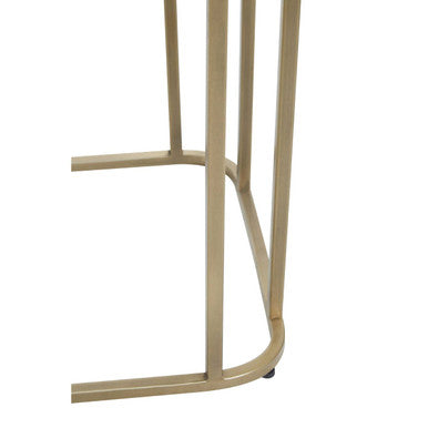 Gold Metal Console Table with Mirrored Top and Decorative Textured Edge, Ella