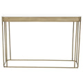 Gold Metal Console Table with Mirrored Top and Decorative Textured Edge, Ella