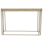 Gold Metal Console Table with Mirrored Top and Decorative Textured Edge, Ella