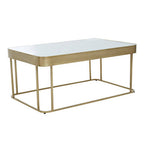 Gold Metal Coffee Table with Mirrored Top and Decorative Textured Edge | Ella