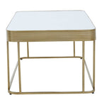 Gold Metal Coffee Table with Mirrored Top and Decorative Textured Edge | Ella