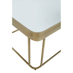 Gold Metal Coffee Table with Mirrored Top and Decorative Textured Edge | Ella