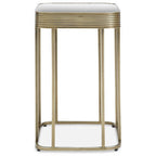 Gold Metal Side Table with Mirrored Top and Decorative Textured Edge | Ella