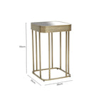 Gold Metal Side Table with Mirrored Top and Decorative Textured Edge | Ella