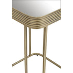Gold Metal Side Table with Mirrored Top and Decorative Textured Edge | Ella