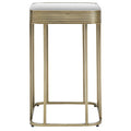 Gold Metal Side Table with Mirrored Top and Decorative Textured Edge | Ella