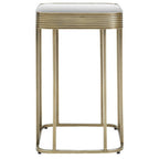 Gold Metal Side Table with Mirrored Top and Decorative Textured Edge | Ella
