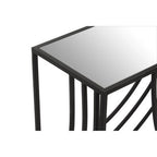 Clear Mirrored Glass Top Console Table with Black Curved Line Open Frame, Logan