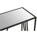 Clear Mirrored Glass Top Console Table with Black Curved Line Open Frame, Logan